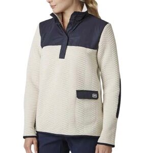 Helly Hansen Lillo Pullover Long Sleeve Snap Placket Cream Navy Large Jacket